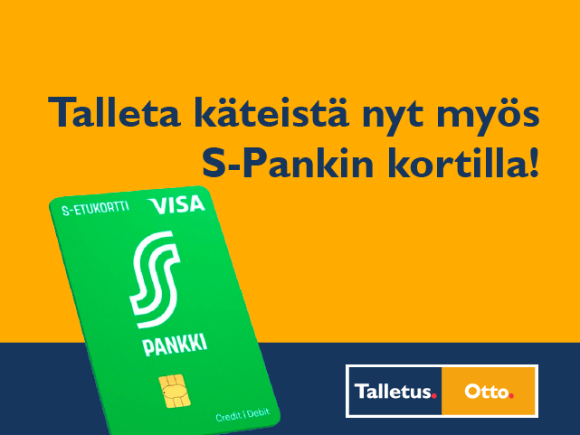 Talleta käteistä nyt myös S-Pankin kortilla